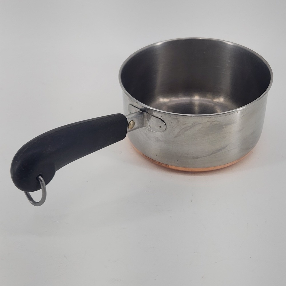 Revere Ware 1 Qt Saucepan Copper Bottom Stainless Steel Clinton IL USA Vintage